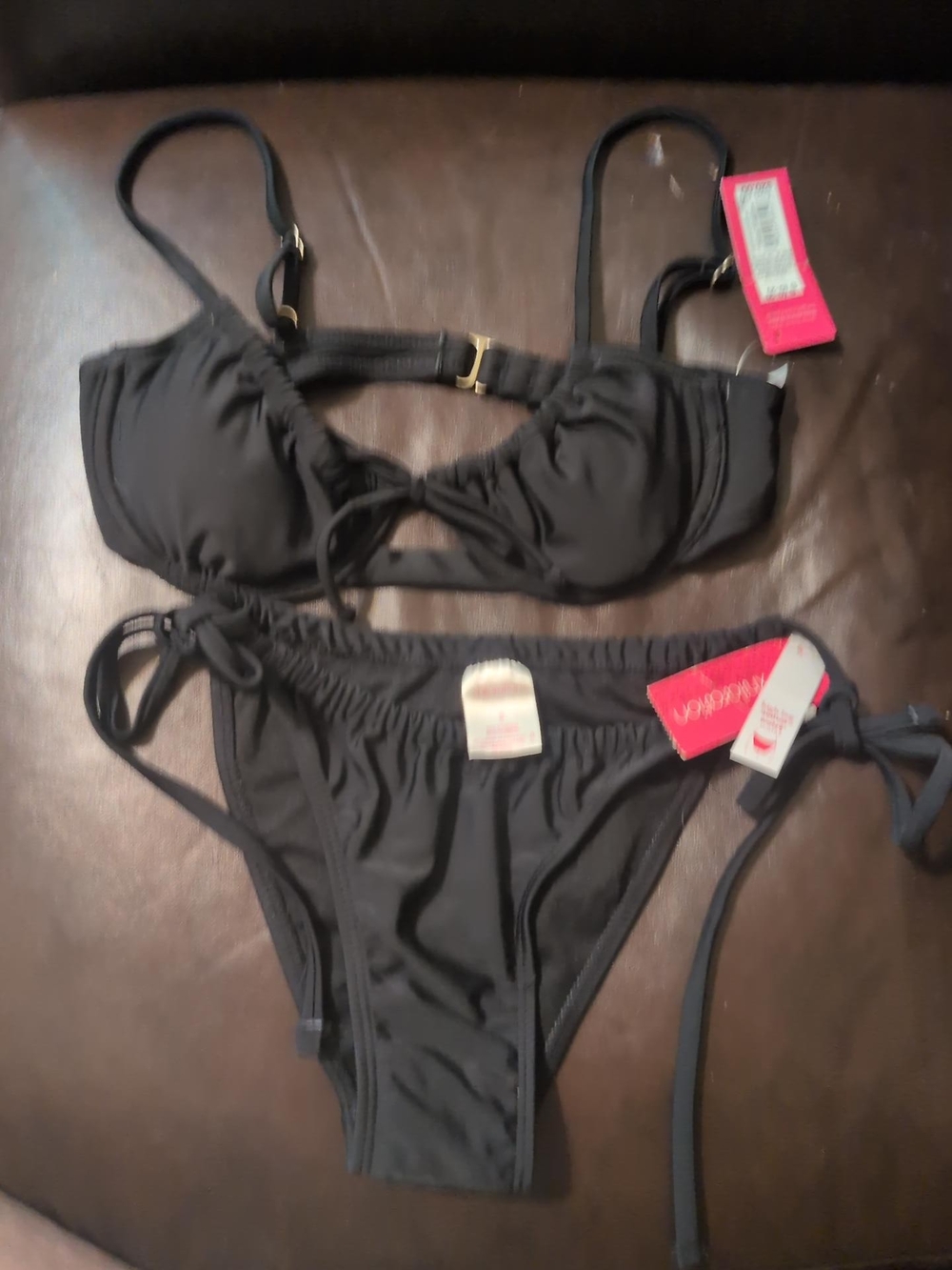 Xhilaration Black Tie-Front Bikini Set